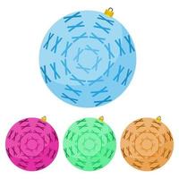 Four multi colored Christmas balls on a white background Vector illustration.