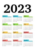 calendario para 2023 aislado en un fondo blanco vector