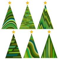 Set of Christmas trees. Isolated vector illustration for Merry Christmas and Happy New Year.