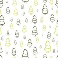 Seamless pattern with hand drawn Christmas trees. Sketched firs. Winter holiday doodle elements. Vector illustration