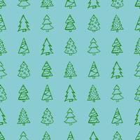 Seamless pattern with hand drawn Christmas trees. Sketched firs. Winter holiday doodle elements. Vector illustration