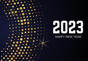 2023 feliz año nuevo de patrón de brillo dorado vector