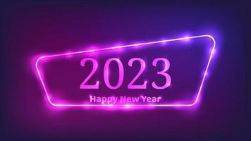 2023 Happy New Year neon background vector