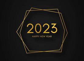 2023 Happy New Year gold geometric polygonal background vector