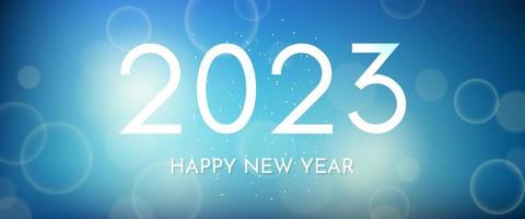 Happy new year 2023 incription on blurred background vector