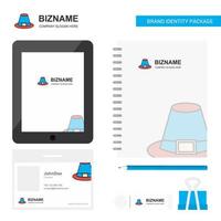 Hat Business Logo Tab App Diary PVC Employee Card and USB Brand Stationary Package Design Vector Template