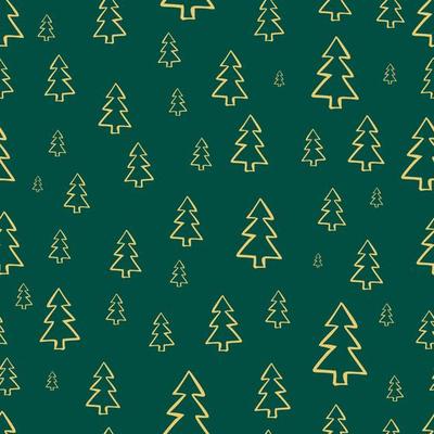 Seamless pattern with hand drawn Christmas trees. Sketched firs. Winter holiday doodle elements. Vector illustration