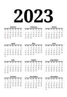 calendario para 2023 aislado en un fondo blanco vector