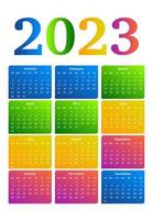 calendario para 2023 aislado en un fondo blanco vector