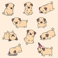 Cute Doodle Pug puppies vector