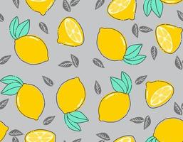 Doodle Lemon seamless pattern vector