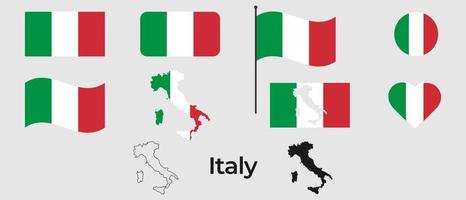 Flag of Italy. Silhouette of Italy. National symbol. vector