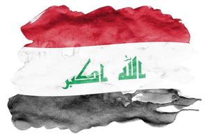 Iraq flag is depicted in liquid watercolor style isolated on white background photo