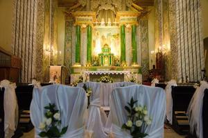 Kyiv, Ukraine - August 24 2021 Refectory chamber of Church of Sts Anthony Wedding ceremony photo