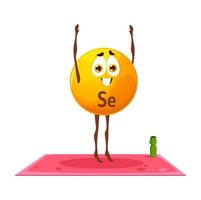 Cartoon cheerful Se mineral character on yoga vector