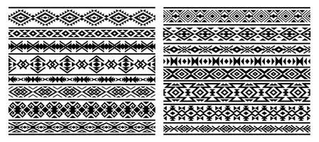 Aztec, Mayan Mexican borders patterns, ornaments vector