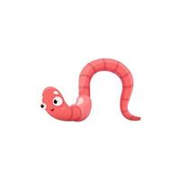 Cartoon funny worm crawl isolated vector earthworm