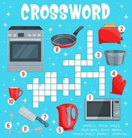 Household appliances and kitchen utensil crossword vector