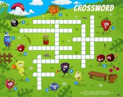 Crossword, find word quiz with berry characters vector