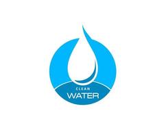 Clean water drop icon, droplet in blue eco circle vector