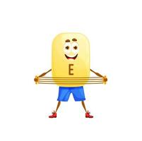 Cartoon vitamin E athlete character with expander vector