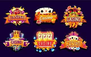 letreros de juegos de casino y juegos de azar vector