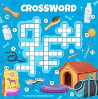 Dog and puppy pet care crossword grid worksheet