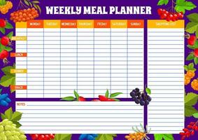 Weekly meal planner with ripe farm berries