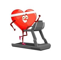 Cartoon heart character running on treadmill vector