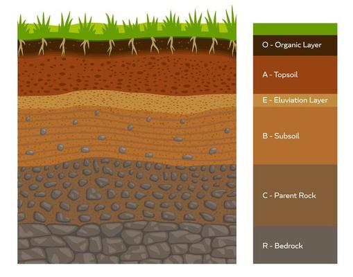 Soil layer infographic, earth geology formation