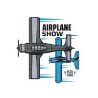 Airplane show icon with vintage propeller planes vector