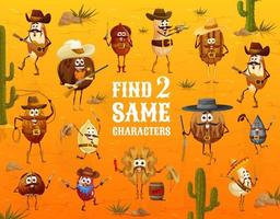 Find two same wild west cowboy nut characters vector