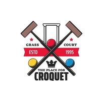 Croquet sport club or team vintage icon or emblem vector