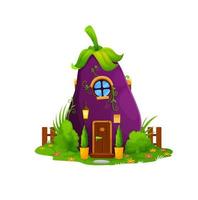 Cartoon fairytale eggplant home, vector dwelling