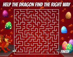 Labyrinth maze game, help dragon find the eggs vector