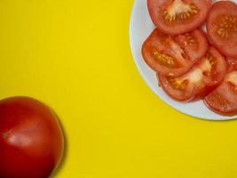 Chopped tomato. Variety of tomato. salad ingredient photo