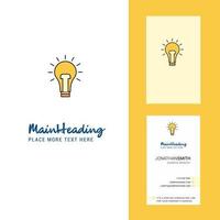 Bulb Creative Logo and business card vertical Design Vector
