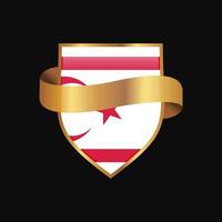 Northern Cyprus flag Golden badge design vector