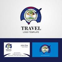 logotipo de la bandera de belice de viaje y diseño de tarjeta de visita vector