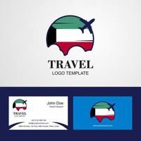 logotipo de la bandera de kuwait de viaje y diseño de tarjeta de visita vector