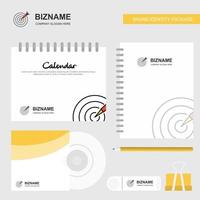 Dart Logo Calendar Template CD Cover Diary and USB Brand Stationary Package Design Vector Template