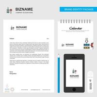 Network setting Business Letterhead Calendar 2019 and Mobile app design vector template