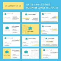 Set of 12 Building Creative Busienss Card Template Editable Creative logo and Visiting card background vector