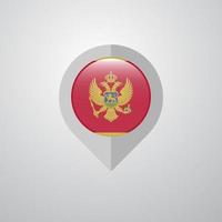 puntero de navegación de mapa con vector de diseño de bandera de montenegro