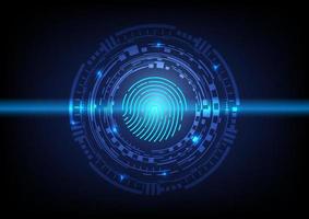 Abstract security concept. Fingerprint on futuristic technology background. Vector illustration.