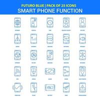 iconos de funciones de teléfonos inteligentes futuro blue 25 icon pack vector