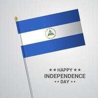 diseño tipográfico del día de la independencia de nicaragua con vector de bandera