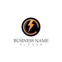 flash thunderbolt logo template vector