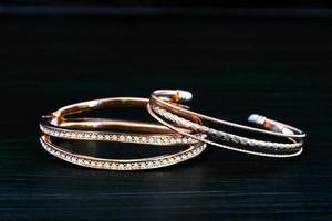 Gold wedding rings with diamond photo