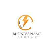 flash thunderbolt logo template vector